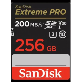 כרטיס זיכרון sandisk extreme pro sd 256gb 200mb/s