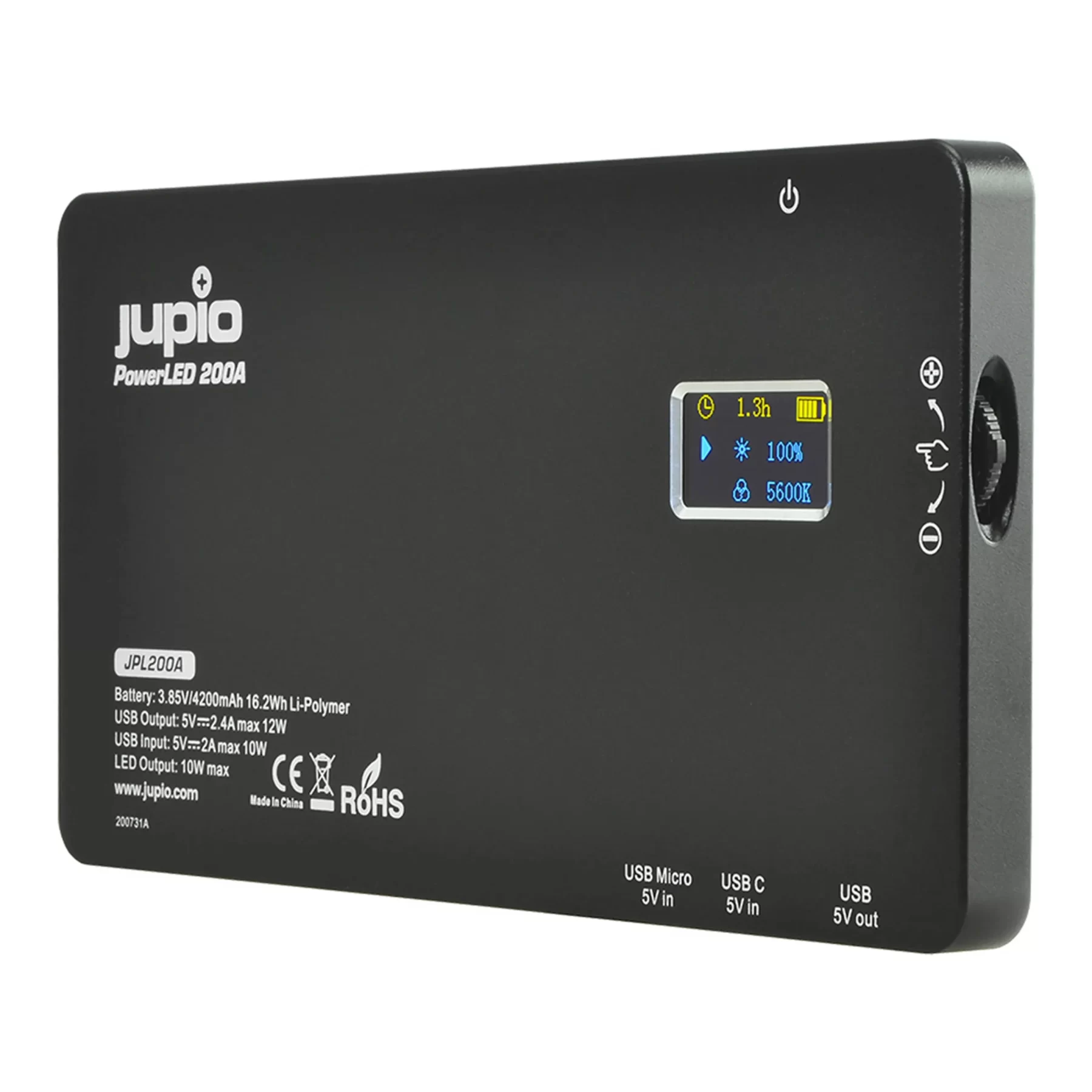 פנס 200 לדים Bi-Color סוללה פנימית Jupio PowerLED 200 – תמונה 2